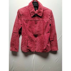 Pritti of Kristen Blake Large Red Zip Up Suede Leather Jacket Blazer Size M